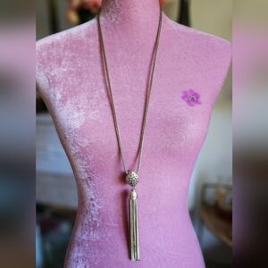 Vintage pale goldtone tassel necklace.